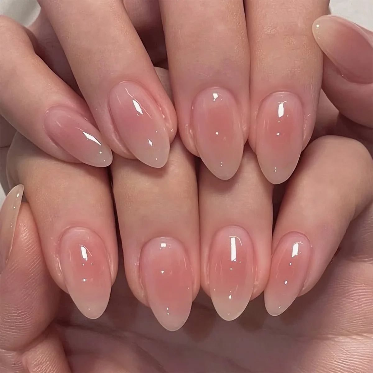 24Pcs Short Oval Head Blush Pink Press on Nails