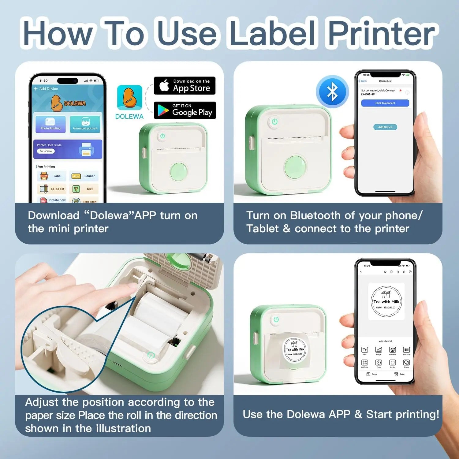 Instant Label Maker Inkless Sticker Printer Photo Printing