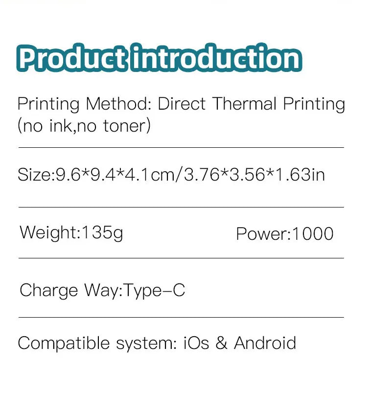 Instant Label Maker Inkless Sticker Printer Photo Printing