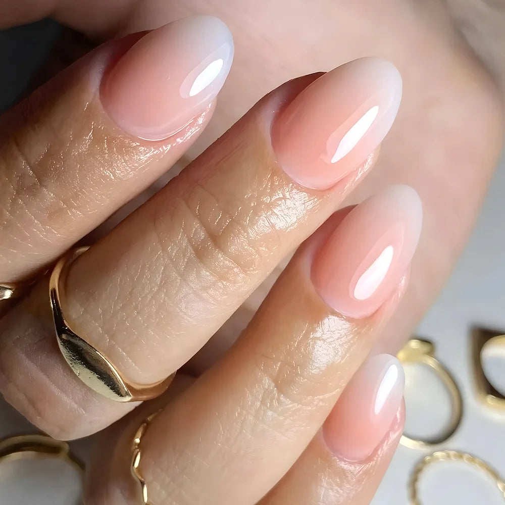 24Pcs Short Oval Head Blush Pink Press on Nails