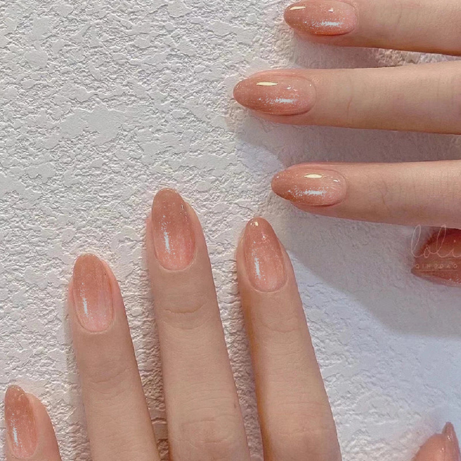 24Pcs Short Oval Head Blush Pink Press on Nails