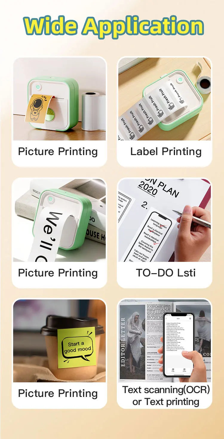 Instant Label Maker Inkless Sticker Printer Photo Printing