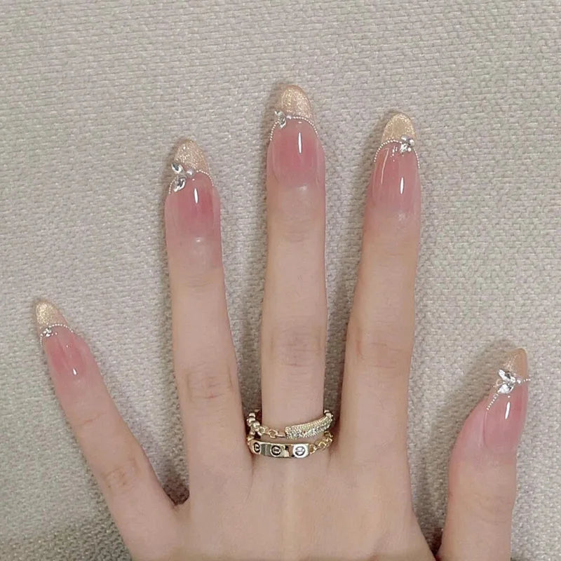 24Pcs Short Oval Head Blush Pink Press on Nails