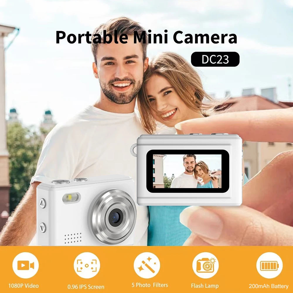 Digital Camera with Small Screen Bodycam Compact Portable Retro