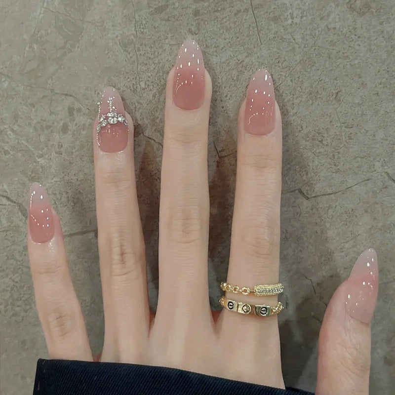 24Pcs Short Oval Head Blush Pink Press on Nails