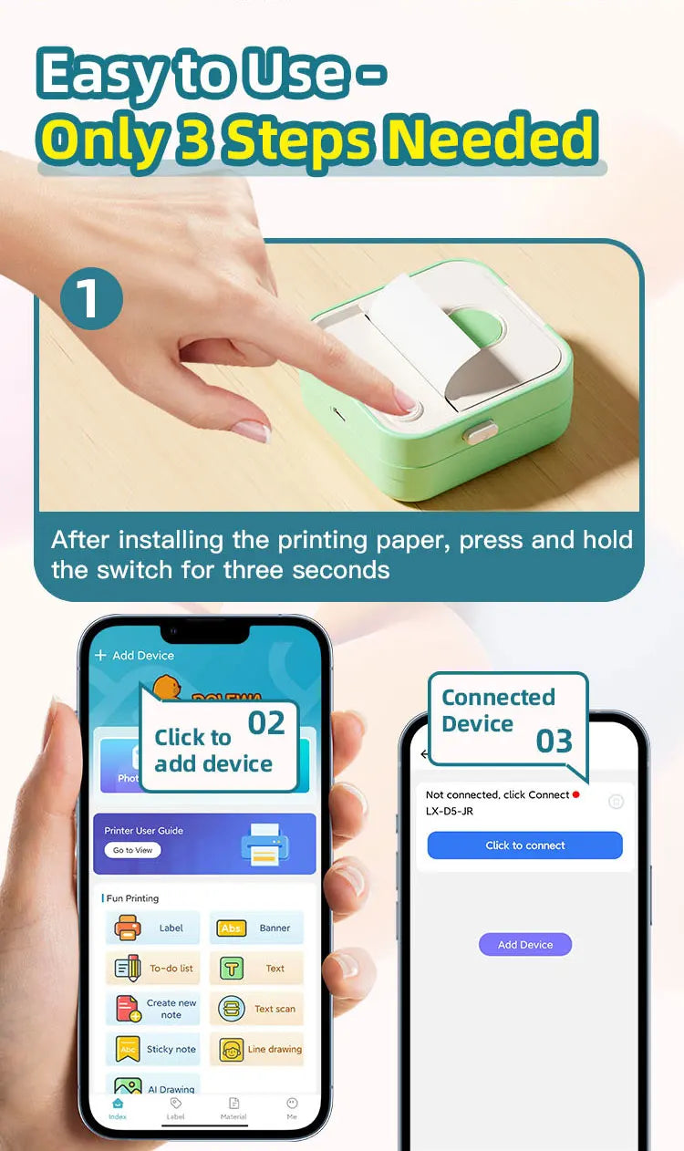 Instant Label Maker Inkless Sticker Printer Photo Printing