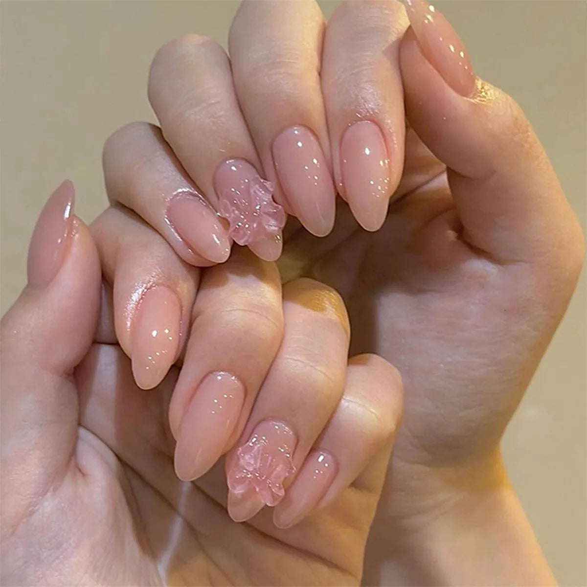 24Pcs Short Oval Head Blush Pink Press on Nails