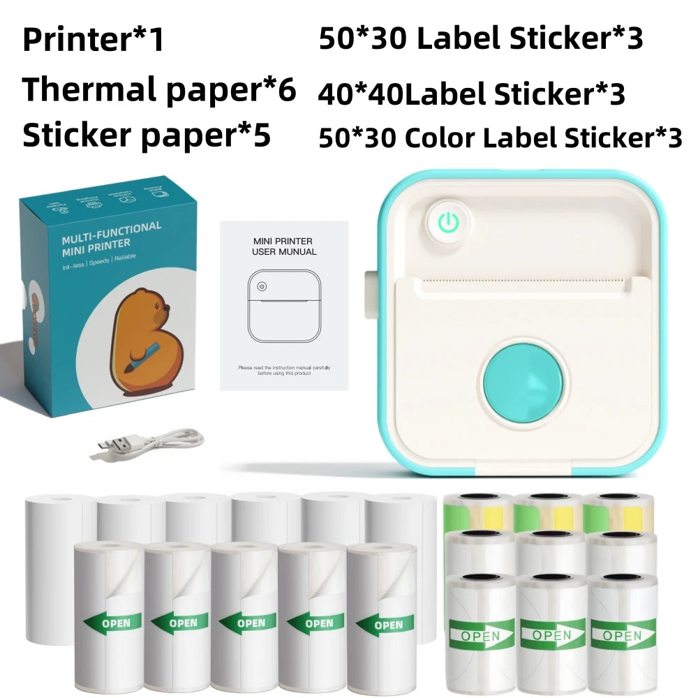 Instant Label Maker Inkless Sticker Printer Photo Printing