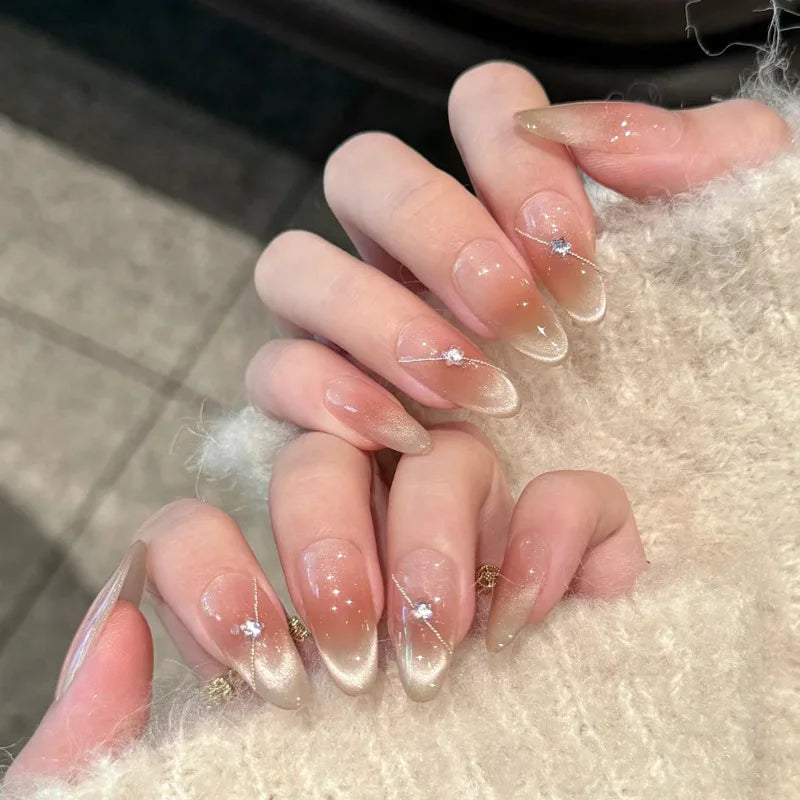 24Pcs Short Oval Head Blush Pink Press on Nails