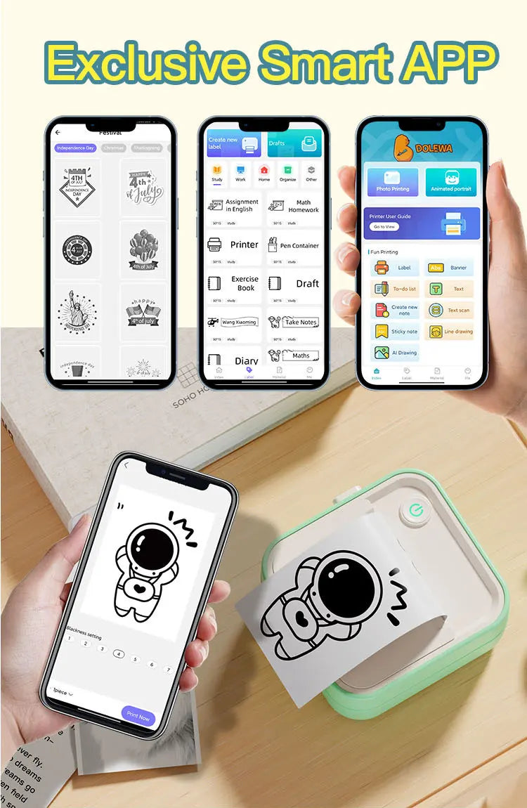 Instant Label Maker Inkless Sticker Printer Photo Printing