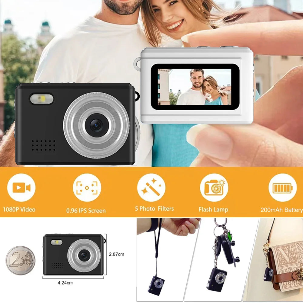 Digital Camera with Small Screen Bodycam Compact Portable Retro